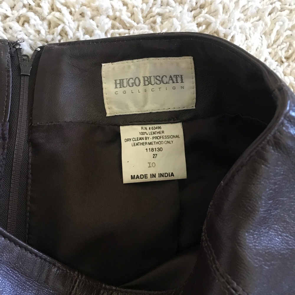HUGO BUSCATi COLLECTION Brown Leather Mini Skirt